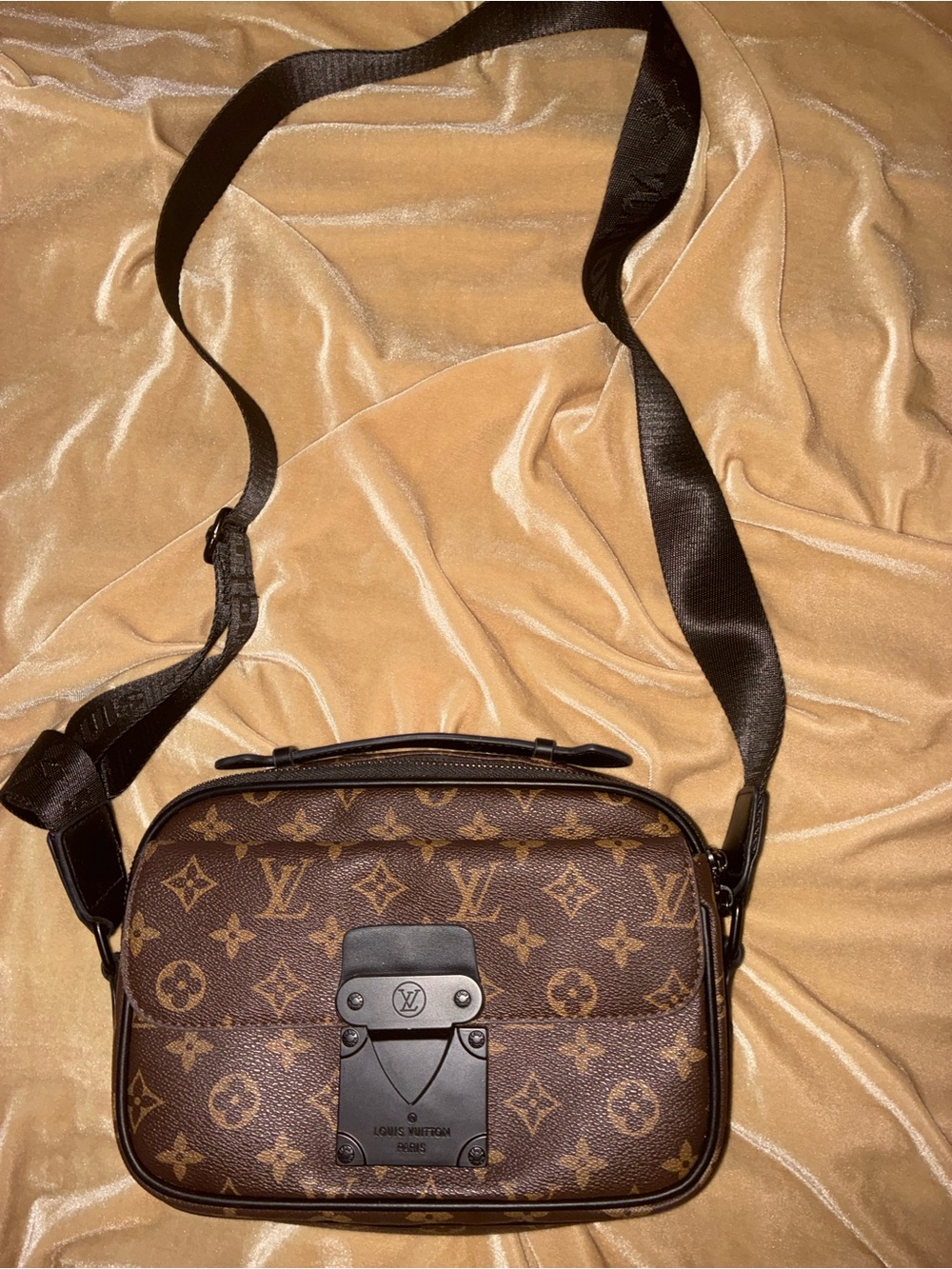 Louis Vuitton Brown Monogram Crossbody Bag magnetic closure